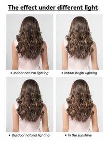 Tóc giả ombre nâu thanh lịch 20 inch, màu nâu pha vàng, kiểu tóc gợn sóng dài rẽ ngôi giữa, làm từ chất liệu tổng hợp, phù hợp cho phụ nữ sử dụng hàng ngày, dự tiệc, cosplay, du lịch nghỉ dưỡng và các dịp khác. - Màu nâu highlight - Xem 8