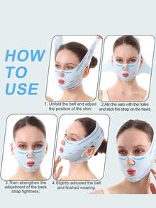 1PC-Facial Bandage, Surface With Patterns, Facial Lifting Mask, Sleeping Mask, Chin Strap, Facial Beauty Lifting Belt, Lifting Mask Can Be Used Sleeping, Exercising And Yoga. They Are Lightweight, Breathable, And Upgraded Material, No Wrinkles When Wearing.