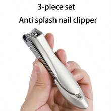 1pc Nail Clippers Stainless Steel Anti Splash Fingernail Cutter Manicure Tools Bionics Design Nail Trimmer Pedicure Scissor - Silver - View 2