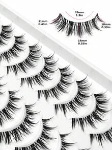 Asiteo 10 对漫画仙女风格尖刺动漫睫毛自然新手妆容适合日常约会新娘透明带状假睫毛佩戴舒适上睫毛逼真睫毛全条睫毛持久浓密流行化妆美容条状睫毛，睫毛，睫毛，假睫毛