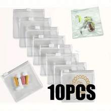 5/10/30/50/100 件珠宝收纳卷袋，可重复使用的珠宝收纳袋，带拉链的自密封便携式药袋，适合旅行和日常返校使用 - 無色 - 查看 8