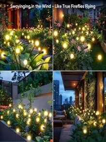 1PC 6/8/10Lights 18650-600mAh Solar Firefly Lights Outdoor Garden Decoration Landscape Lights Lawn Lights Suitable For Festive Decoration,LED Solar Firefly Lights For Courtyard Garden Decoration, Christmas Wind Swaying Firefly Ground Mounted Lawn Lights