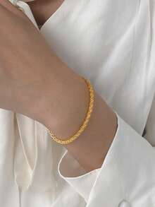 1pc 925 Sterling Silver Phoenix Tail Chain Bracelet, Minimalist & Fashionable, Suitable For Women's Daily Wear, Valentine's Day Gift - Gold - View 4