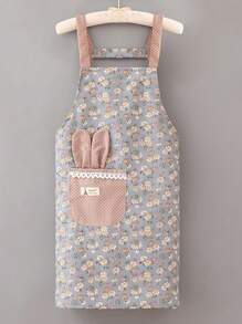 1 pièce de tablier personnalisé avec motif floral Ditsy, tablier de cuisine en canevas à fleurs Ditsy, style fermier respirant mignon pour adulte, pour l'été, la cuisine, la salle de bain, la maison, les fournitures ménagères