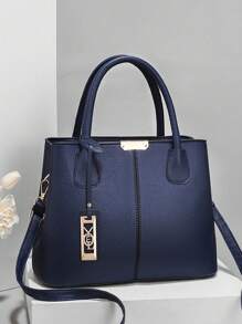 Minimalist Solid Color Women Handbag, Elegant Ladies Dual Handle Shoulder Tote Bag, Fashion Female Work Bag Crossbody Commuter Bag, Pendant Decor Classic Top Handle Shoulder Bag, Mother's Day Gift Suitable For Business Trip/Commute/Work/Office