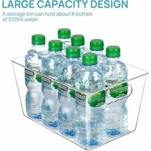 organizadores de despensa de plástico transparente, 6 contenedores de almacenamiento de alimentos con asa para refrigerador, sin BPA, grande - Blanco - Ver 2