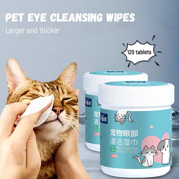 Tear Stain Wipes (For Dogs And Cats) 120 Count - Gently Wipe Away Debris And Stains Around Your Pet's Eyes, Extra Thick Unscented Pet Eye Care Wipes, Textured Grooming Wipes Remove Secretions And Mucus, Reduce Tear Staining, Hypoallergenic