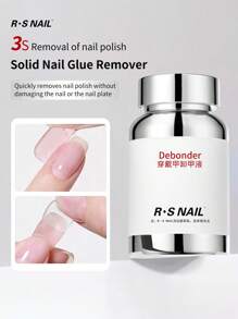 RS NAIL Removedor de gel de uñas para uñas postizas de 120ml, fácil de remover, gel de uñas sólido sin acetona, con esponja práctica y rápida, sin desperdicio, no daña las uñas, removedor profesional para uñas postizas