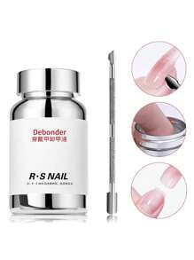 RS NAIL Removedor de gel de uñas para uñas postizas de 120ml, fácil de remover, gel de uñas sólido sin acetona, con esponja práctica y rápida, sin desperdicio, no daña las uñas, removedor profesional para uñas postizas