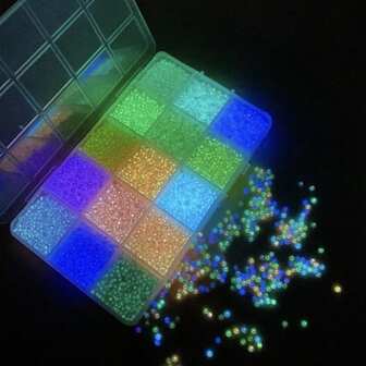 5250 件 3 毫米夜光玻璃种子珠套装，夜光珠隔珠，适用于 DIY 项链、手链、工艺品、珠宝制作