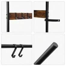 Towel Rack, Blanket Ladder, Leaning Ladder Rack, Bathroom Towel Rack, With 5 Crossbars And 5 Hooks, Strong Storage Function, Metal Frame, Stable, Industrial - Brown - View 6