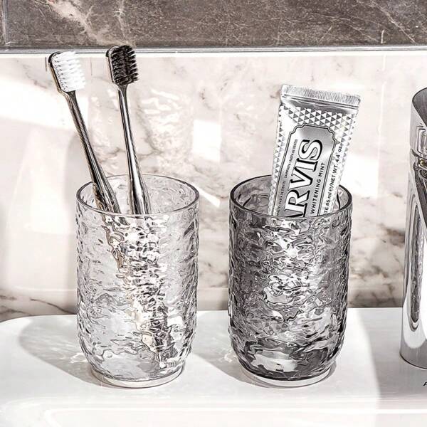 Home Use Icy Texture Rinse Cup, Luxury High-Grade Transparent Couple Toothbrush Cup, Suitable For Bathroom Toothbrush & Toothpaste Storage Back To School