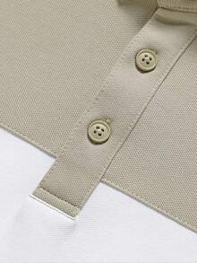 男士休闲短袖 Polo 衫，字母刺绣撞色袖口