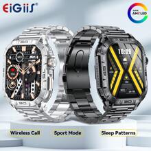 EIGIIS Reloj inteligente para hombres con brújula (responder/marcar llamada) pantalla AMOLED siempre activa de 1.96", reloj inteligente resistente para exteriores con monitoreo de sueño, monitor de actividad física para Android e iOS