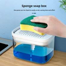 1 Piece Kitchen Tool Hand And Dish Soap Dispenser Set, 2 In 1 Kitchen Sink Countertop Soap Pump Dispenser, Kitchen Double Soap Dispenser Sponge Rack, 3 In 1 Countertop Soap Dispenser, Suitable For Sink, With Sponge Rack, Double Dish Soap Dispenser With Dishcloth Rack, Kitchen Sink Dispenser With Tray, 5 In 1 Kitchen Sink Countertop Organizer