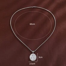 1pc Smooth Lady Mary Series Round Pendant Necklace For Women - Multicolor - View 10