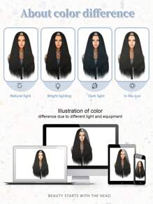 14inch/24inch U Part Synthetic Fiber Hair Wigs For Women Glueless Upgrade U Part Wigs Natural Color Straight Hair Wigs Beginner Friendly None Lace Front Wigs For Women Christmas New Year Carnival Music Festival Use