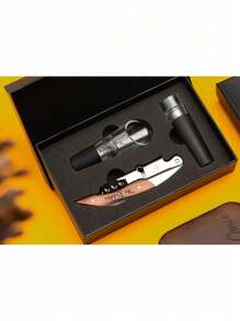 Personalisierter gravierter Weinflaschen-Öffner aus rostfreiem Stahl mit stabilem Holzgriff, Korkenzieher, Stopfen, Dekanter-Ausgießer, Weinzubehör in Geschenkbox, Individuelles Hochzeits- oder Geburtstags-Geschenk für Weinliebhaber, Bar-Keeper, Best Man, Trauzeugen