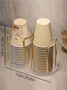 1pc Acrylic Disposable Paper Cup Holder, Light Luxury And Elegant Coffee Cup Storage Rack, Suitable For Kitchen Restaurant, Home, Cafe, Office And Hotel Use, Ideal For Neatly Storing Paper Cups