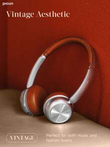 Picun Picun R2 Wireless Headphone, Wireless V5.4 For Stability & Speed Of Connection, Dual Connection, Smart App Control, Anti-Leakage Mode, Soft & Ergonomic Design, 100Hrs Long Battery Time, Stylish Vintage Appearance