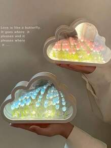 20pcs Tulip Cloud Night Light,(Battery Powered)Floral Ambiance Lamp,Turns On As Night Light, Turns Off As Mirror,Suitable For Valentine's Day Gift/Desktop Decor/Home Decor/Bedroom/Romantic Atmosphere/Birthday Present, A Romantic Fairy Lamp
