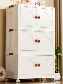 1/2/3/4/5 Layer Storage Cabinet, Clover Double Door Household Multi-Layer Folding Storage Cabinet For Toys, Books, Snacks