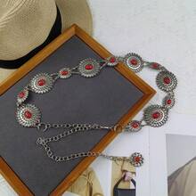 1pc Women's Vintage Boho Style Decorative Waist Chain, Suitable For Vacation - Silver - View 3