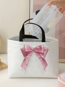 Bow Pattern Double-Sided Printing Portable Insulated Lunch Bag Large Capacity Ice Bag For Office School Travel - Multicolor - View 14
