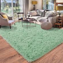 1pc Dopamine Macaron Color Scheme , Luxurious, MacPhine-Washable, Non-Slip And Soft Shag Rug,Entry, Bedroom, Kitchen And Hallway Girls , Throw Rugs For Dorm, Modern Home Decor Aesthetic,Cozy Fuzzy Carpet For Girls, Perfect Indoor Decor For Girls - 薄荷綠 - 查看 8