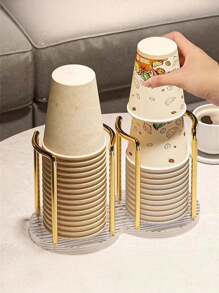 1pc Acrylic Disposable Paper Cup Holder, Light Luxury And Elegant Coffee Cup Storage Rack, Suitable For Kitchen Restaurant, Home, Cafe, Office And Hotel Use, Ideal For Neatly Storing Paper Cups