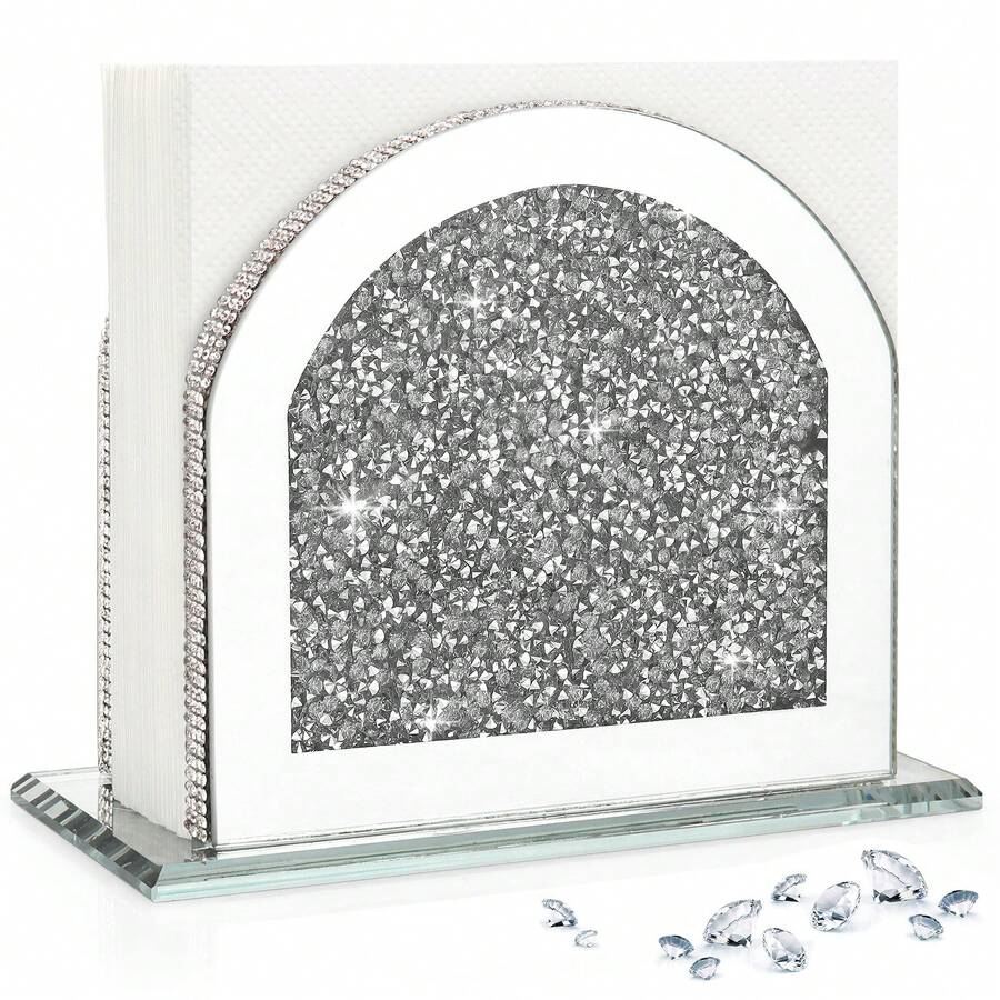 Crushed Diamond Glass Napkin Holder, Decorative Tableware For Dining Room Kitchen Countertop Organization - Multicolor - View 1