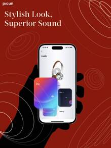 Picun Picun R2 Wireless Headphone, Wireless V5.4 For Stability & Speed Of Connection, Dual Connection, Smart App Control, Anti-Leakage Mode, Soft & Ergonomic Design, 100Hrs Long Battery Time, Stylish Vintage Appearance
