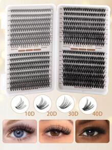 640PCS A DIY Eyelash Extension Kit - Mixed Lengths Of 10-16Mm, Featuring 10D, 20D, 30D, And 40D ,50D,60D,80D,100D Clusters, Cat Eye, Cosplay, Russian Volume, Natural, Thick, And Dramatic Styles, Including Adhesive And Sealing Glue, Tweezers, Beginner-Friendly, 0.07Mm Thickness, D Curl, Suitable For Home Use.
