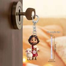 1 Creative Jesus Image Holding Heart And Lamb, Fashionable Beach Style Religious 2D Flat Acrylic Home Decoration Essential, Car Rearview Mirror Ornaments, Bedroom, Living Room Home Interior Wall Decoration, Holiday Party Decoration, School Bag Back Ornaments And Suitcase Pendants, Perfect Gift For Family And Friends School Decor School Surprise Dormitory Decor Back To School Room Decor School Supplies - Jesus-pendant-d-shaped Keychain - View 14