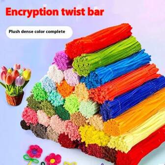 100pcs Glitter Twist Sticks For DIY, Colored Fuzzy Craft Sticks