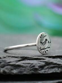 1 Peça Anel Retro Artesanal Simples Padrão de Pássaro e Galho de Árvore, Adequado para Uso Casual Diário para Mulheres, Joia Personalizada de Liga