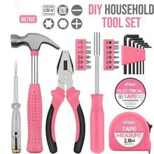High-End Professional 24/46 Piece Tool Set Pink Household Tool Box Set-Alloy And Plastic, Allen Wrench, Screwdriver, Pliers, Daily Home Maintenance Tool Set, Combination Set - Pink Upgraded Version - View 12