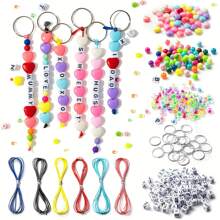 286 Pieces DIY Keychain Making Craft Set, Adjustable Alphabet Heart Clear Beads Keychain Supplies, Birthday Holiday Party Favors