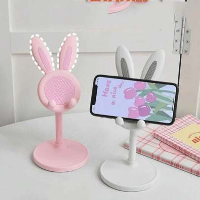 1 pieza Soporte de teléfono móvil creativo de dibujos animados, soporte de escritorio universal ajustable y telescópico con diseños lindos de conejo, oso y patito amarillo, regalo para niños, novias, cumpleaños de mujeres y San Valentín. Apto para escritorios.
