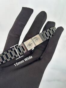 Pulsera personalizada para hombre con diseño de ojo grabado por láser, pulsera con foto de ojo personalizada, pulsera de pareja con foto de ojo grabada por láser, pulsera de ojo para novio, pulsera de pareja de 10 mm/15 mm grabada por láser, pulsera de identificación de foto grabada en acero inoxidable para hombres y mujeres, pulsera personalizada para hombre con foto de ojo de novia grabada - Negro - Ver 6