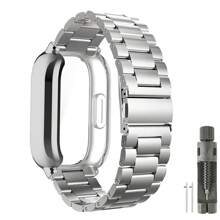 Hülle + Edelstahl Metalarmband kompatibel mit Redmi Watch 5 Active Band, TPU weiche Hülle Bildschirmschutz kompatibel mit Redmi Watch 5 Lite Metallarmband