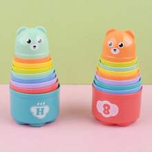 Tazas apilables educativas para niños de colores aleatorios, juguete torre arcoíris para niños, tazas apilables de anillos para niños, juguetes de playa, regalos de festivales, regalos de cumpleaños (color aleatorio)