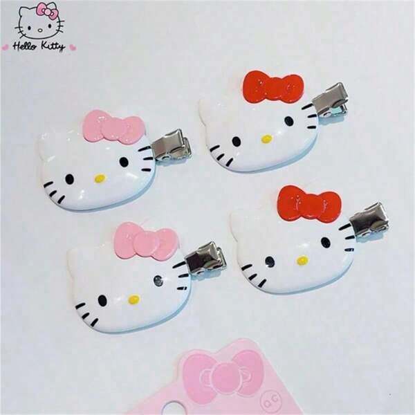 (Authorized) New Sanrio 2 Pieces KT Metal Hair Clip - Cartoon Hair Clip Accessories, Headband, Anime Style Hair Ring, Gift For Sanrio Fans, Very Stylish Hair Clip, Suitable For Wearing In Various Occasions
