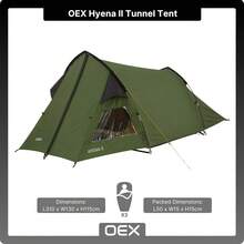 Tent For 2 People For Harsh Weather Conditions, 2 Man, Compact, Lightweight, Tunnel, Easy To Pitch, Backpacking, Festivals, Weekend Trips, Wild Camping, Hiking, 5000mm HH, Green - 1 - View 2