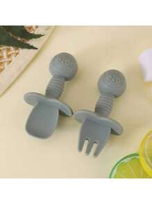 2 pezzi Set di forchette e cucchiai per l'addestramento dei bambini, posateria per l'apprendimento in silicone morbido a forma di panda per neonati, accessori per l'alimentazione, regalo per Ognissanti, Natale, Ringraziamento e Pasqua