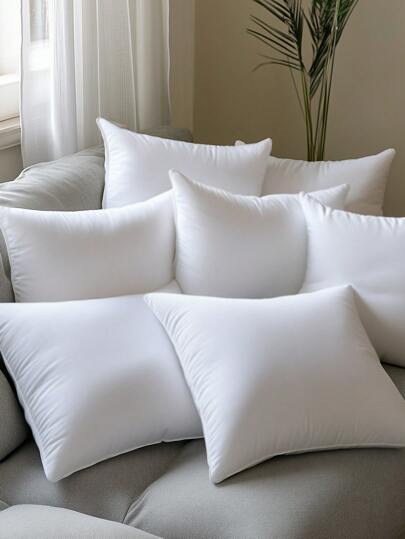 1pc Pure Wit Kussen Insert, Size Options, Bedroom, Hotel, Motel, Sofa, Zachte Com table, Fluffy view 3