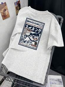 宽松休闲日系字母印花短袖 T 恤，百搭休闲女上衣，春夏