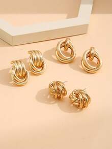 3 Pairs Vintage, Elegant, Luxury 3-Pc Earring Set