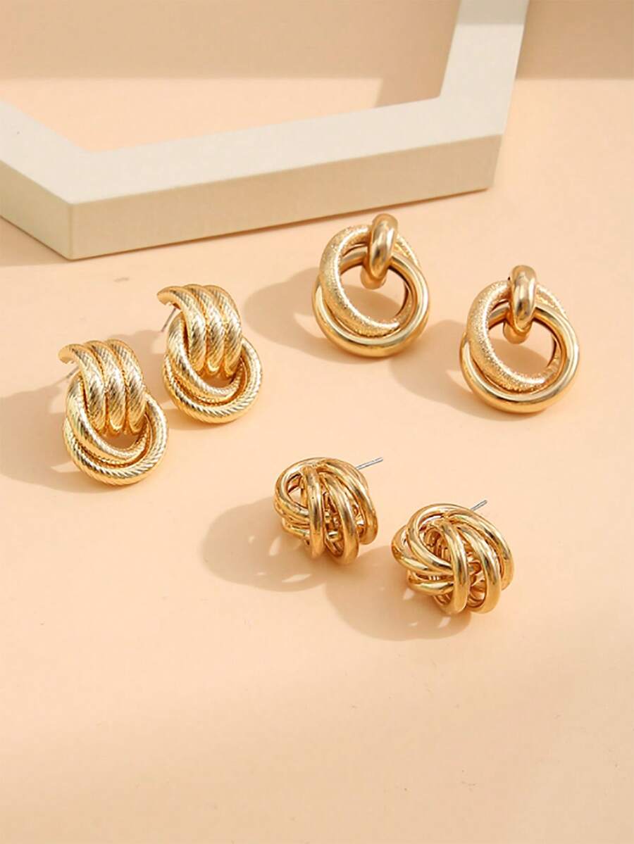 3 Pairs Vintage, Elegant, Luxury 3-Pc Earring Set