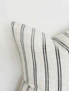 1 Pc Farmhouse Linen Throw Pillow Cover, Striped Decorative Buffalo Retro Pillowcase With Hidden Zipper For Sofa Bedroom - Black - View 4